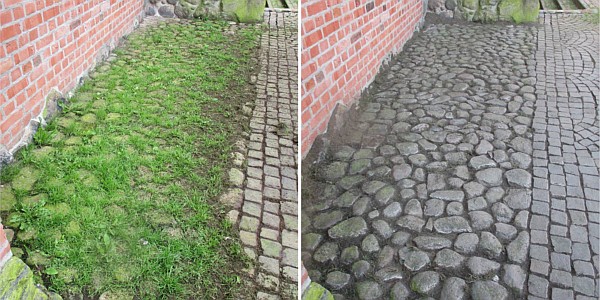 Kopfsteinpflaster-Gras-Vergleich